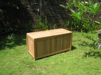 Premium Teak Gartenbox Teakbox Gartenablage Teakholz geschlossene Lattung klein