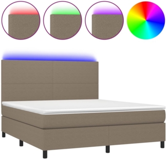 vidaXL Boxspringbett mit Matratze & LED Taupe 180x200 cm Stoff 3134737