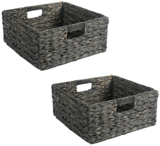 IDIMEX Dekokiste LANZI (Set), Aufbewahrungskorb Wasserhyazinthe, 2er Set Regalkorb 32x32cm schwarz