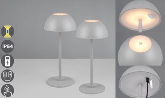 my home LED Außen-Tischleuchte Abbey Tischleuchte 2er-Set, Dimmfunktion, USB-Ladefunktion, LED fest integriert, Warmweiß, 2er Set Outdoor Akku Tischlampe Pilzdesign USB-C 4-fach Touch Dimmer