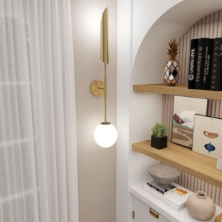 Vivitar LED Wandleuchte Gold Metall & Glas – Retro Design mit kalt/warm/neutralweißem Licht, 21W, LED wechselbar, flimmerfrei & augenschonend – Elegante Wandlampe für Wohnzimmer