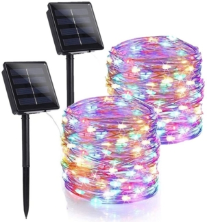 zggzerg LED-Lichterkette 2 Stück Solar Lichterkette Aussen, 100 LED/ 200 LED Lichterkette