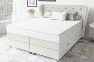 99rooms Hermes Boxspringbett 160x200 cm Kunstleder MADRYT Weiß Taschen-Federung