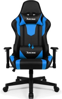 Homimaster Gaming Stuhl, Bürostuhl Ergonomisch mit verstellbare Lendenkissen, Kopfkissen und Armlehnen, Gaming Chair Gepolstert, Gamer Stuhl Wippfunktion, Gaming Stuhl 150 kg Belastbarkeit