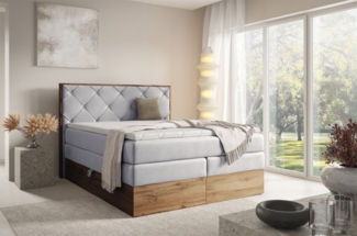 Boxspringbett Schlafzimmerbett NAVEL 160x200cm in Stoff Rouge Grau