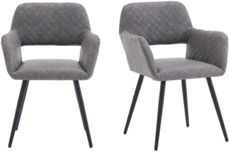 SeedWave Esszimmerstuhl Faux-Leder-Dining-Stühle mit Armlehnen, Set aus 2, Rauten-Polsterung, Ergonomischer Komfort, Rutschfeste Bodenpads, Ideal für Esszimmer