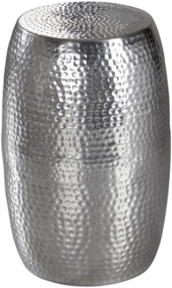 Beistelltisch 30 x 49,5 x 30 cm Aluminium Silber Dekotisch orientalisch rund, Kleiner Hammerschlag Abstelltisch, Designer Ablagetisch Metall modern, Anstelltisch schmal