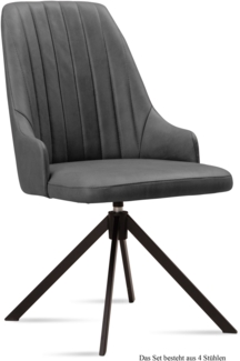 Esszimmerstuhl drehbar (4er-Set) Denise 52 x 91 x 60 Schwarz/Grau