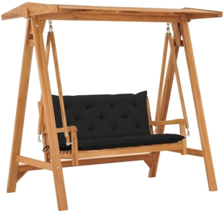 vidaXL Hollywoodschaukel mit Schwarzer Auflage 170 cm Massivholz Teak