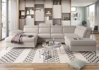 sit&more Wohnlandschaft Cabrio U-Form, mit Sitztiefenverstellung, Arm- und Kopfteilverstellung, 3 Nierenkissen, Federkern, optional Bettfunktion und Stauraum