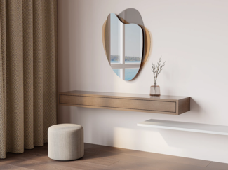 Vente-unique - Organischer Design-Spiegel - 55 x 71 cm - Braun & Rauchgrau - LISHIA