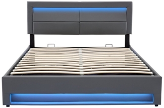 Odikalo Polsterbett Doppelbett 140x200 cm, mit USB-Anschluss, mit Stauraum, ohne Matratze