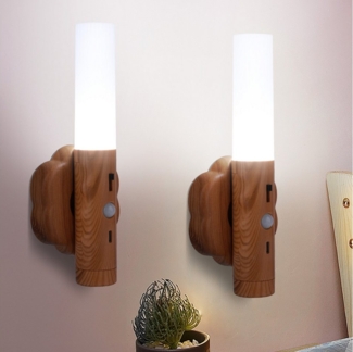 BlingBin LED Wandleuchte USB Aufladbar 2 Stück Wandleuchte Innen mit Bewegungsmelder, mit Bewegungssensor, LED fest integriert, Kaltweiß, Magnetische Tragbare Wandlampe für Wohnzimmer