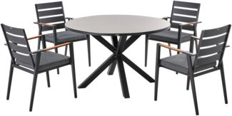 Gartenmöbel Set 4-Sitzer MALETTO TAVIANO inkl. Kissen Metall Grau Schwarz
