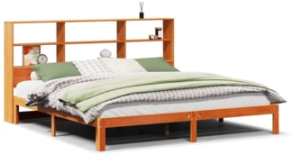 vidaXL Massivholzbett mit Regal ohne Matratze Wachsbraun 180x200 cm 3322583