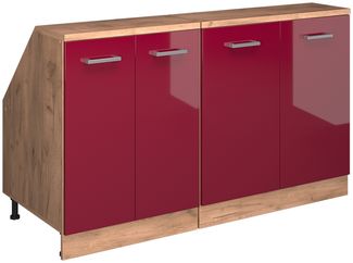 Dachschrägenschrank-Set Rion Rot Hochglanz 140 cm 2er Set Schrankkorpuss 60 cm Tiefe Vicco