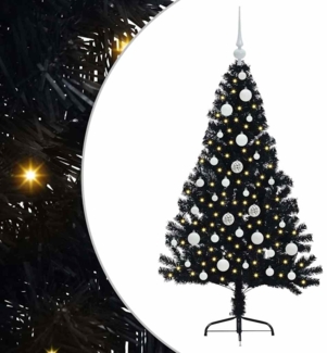 vidaXL Künstlicher vorbeleuchteter Weihnachtsbaum Schwarz 120 cm PVC 3397118