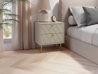 Vente-unique - TEODA Nachttisch Holz, Platte Beige - B 49,5 cm x H 40 cm x L 45 cm