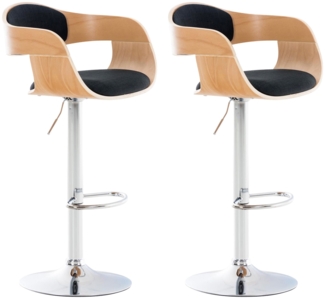 CLP 2er Set Barhocker Kingston Stoff drehbar mit Höhenverstellung,natura/schwarz