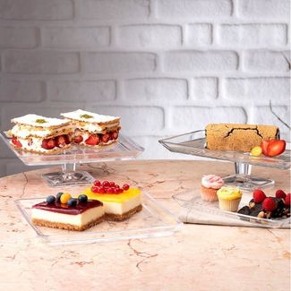 Kuchenplatte Tortenplatte Madlen Kristall Durchsichtig (23,7 x 8 x 23,7 cm)