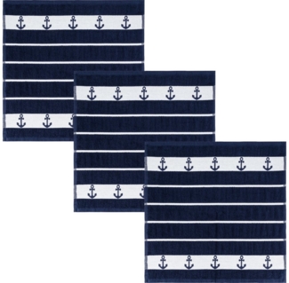 Kracht Geschirrtuch Frottier-Geschirrtuch "Anker" 3er-Pack, Baumwolle Motiv