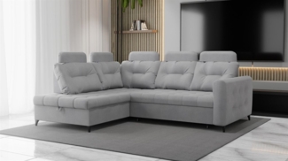 Ecksofa Schlafsofa Sofa WENDIE Stoff Hold Me Hellgrau Ottomane Links