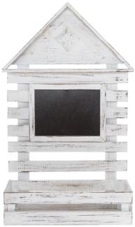 Casa Padrino Landhausstil Shabby Chic Wandhängeschrank Antik Weiß 60 x 21 x H. 38 cm - Handgefertigter Hängeschrank mit Kreidetafel