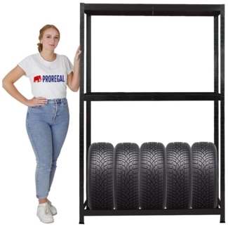PROREGAL® Schwerlastregal Reifenregal RAGNAR 180 x 120 x 40 cm 8 Reifen + Ablage Schwarz