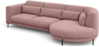 MEBLINI Ecksofa mit Kissen und Metallbeinen - Abgerundetes Sofa - Couch L-Form - Eckcouch - Wohnlandschaft - BOBBY - 319x159x89cm Rechts - Rosa Samt