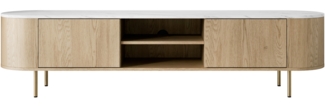 TV-Lowboard Lygrint 180 2D (Farbe: Eiche Cremona / Marmor Weiß + Gold)