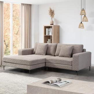 HOME DELUXE Sofa BELLANO - 238 x 188 cm Cord Beige