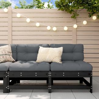 vidaXL Garten-Mittelsofas 2 Stk. Schwarz Massivholz Kiefer