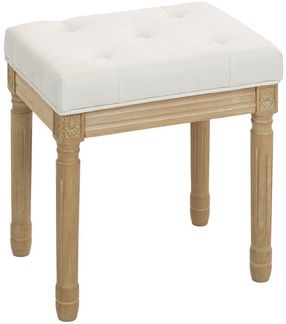 HOMCOM Fußhocker mit gepolstertem Sitz, Holzbeine (Sitzhocker, 1 St, Polsterhocker), für Schlafzimmer, Wohnzimmer, Beige