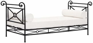 Casa Padrino Luxus Jugendstil Schmiedeeisen Sofa Schwarz / Weiß 210 cm - Garten Möbel
