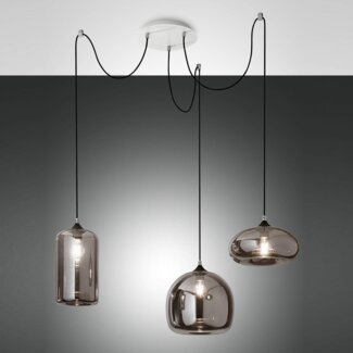 FABAS LUCE No. 3496-47-126 Pendelleuchte Fiona Rauchglas E27 3-flammig