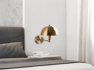 Vente-unique - Wandleuchte Pilzform - Metall Messingoptik - H. 24 x D. 20 cm - ELDO