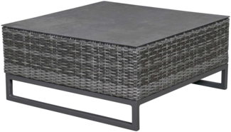 VIVERA Couchtisch 80x80, mit Kufen, Farbe: omega-anthrazit Geflecht: halbrund