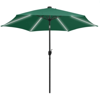 vidaXL Sonnenschirm mit LED-Beleuchtung und Alu-Mast 300 cm Grün 47360