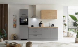 KOCHSTATION Küchenzeile KS-Malfi, Breite 260cm, wahlweise mit E-Geräten, Arbeitsplatte 38mm Stärke