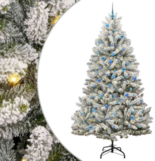vidaXL Künstlicher Weihnachtsbaum Grün und Weiß 240 cm PVC und Metall 3395773