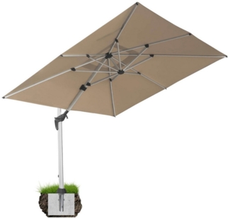 anndora-sonnenschirm Ampelschirm aus Aluminium Marktschirm mit Kurbelmechanik, LxB: 400,00x300,00 cm, mit Bodenanker, Winddach - 360° drehbar - witterungsbeständiger Stoff