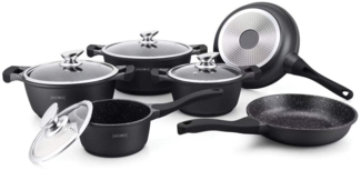 Kochtopf Kasserolle Bratpfannen Set 10-tlg Royalty Line RL-BS1010M Schwarz