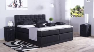 AUKONA| Boxspringbett Helena Schwarz 120x200 | 7- Zonen Taschenfederkern Matratze, mit Komfortschaumtopper