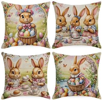 BYSURE Kissenbezug, (4 Stück), Kreativer Kissenbezug Osterkissenbezug