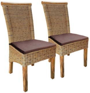Amagohome Rattanstuhl Esszimmerstühle Set 2 Stück Rattanstuhl tabacco Perth Rattan Stuhl Kor