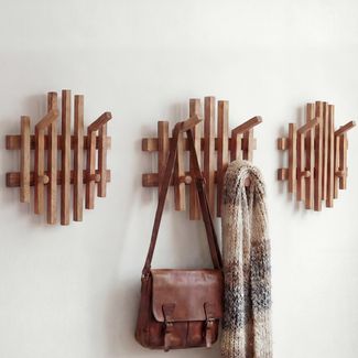 MCA 3er-Set Garderobenpaneel HWC-P57, Wandgarderobe Garderobenleiste Holzgarderobe, Massiv-Holz Eiche