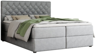 Deine Möbel 24 Boxspringbett BEST Boxbett Polsterbett Komplettbett Strasssteine Premium (3-St, inkl. Bonellfederkern-Matratzen H3 Matratzen H4 optional), 120x200 140x200 160x200 180x200 200x200 inkl. Topper Bettkasten