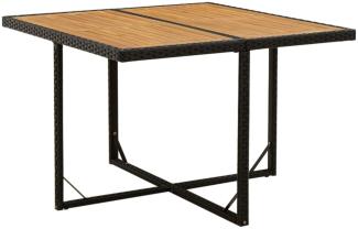 vidaXL Gartentisch Schwarz 109x107x74cm Poly Rattan Massivholz Akazie 316790