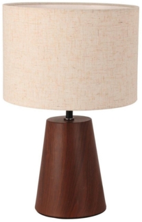 Koopman Tischleuchte MURIEL, Braun, Weiß, Metall, Textil, Holzoptik, ohne Leuchtmittel, Ø 23 x H 26,5 cm