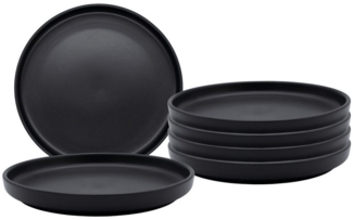 Spetebo Teller Feinkeramik Teller mit Rand schwarz matt - 6er Set, (1 St), für Backofen und Mikrowelle geeignet